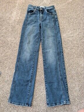 Risen High Rise Distressed Straight Leg Jeans Size 1/25